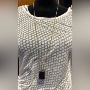 Kate Spade GEM Night Sky Jewels Deep‎ Blue Emerald Cut Pendant Long Necklace 32"